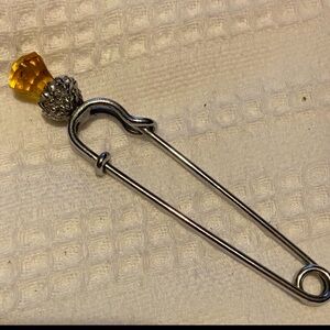 Vintage amber topaz skirt / safety coat pin